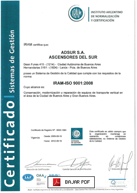 Certificado IRAM-ISO 9001:2000