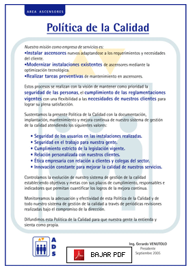 Politica de Calidada de Ascensores del Sur